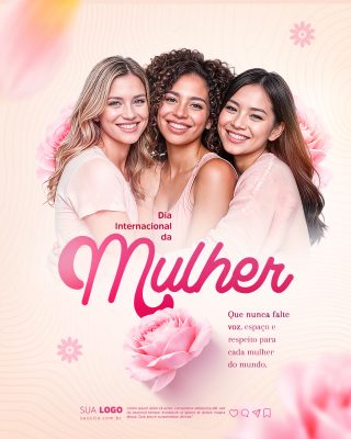 Dia Internacional da Mulher Respeito e Voz PSD Editável