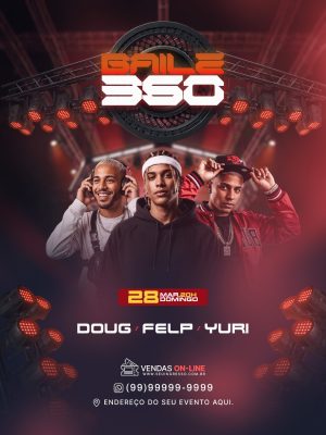 Baile 360 com Doug Felp Yuri Dia 28 Março Domingo PSD Editável