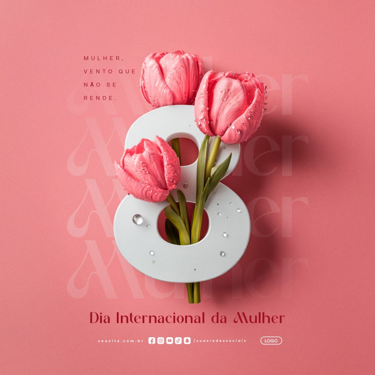 Dia Internacional da Mulher 8 de Março Vento que Não se Rende PSD Editável