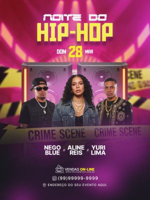 Noite do Hip-Hop Dom 28 MAR Flyer de Evento PSD Editável