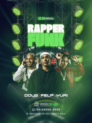 Flyer Evento Rapper Funk DOUG FELP YURI 28 Março Domingo PSD Editável