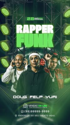 Rapper Funk 28 MAR 20H Domingo Flyer Evento Musical Stories PSD Editável