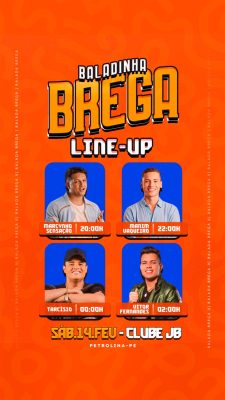 Line-Up Baladinha Brega Sabado 14 Fev Clube JB PSD Editável