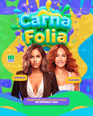 Carna Folia 10 Fev Mariana Claudia Festividade Divertida PSD Editável