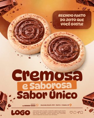 Esfiha Doce Cremosa e Saborosa Sabor Único Posts Redes PSD Editável