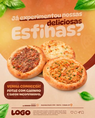 Esfiharia Já Experimentou Nossas Deliciosas Esfihas PSD Editável