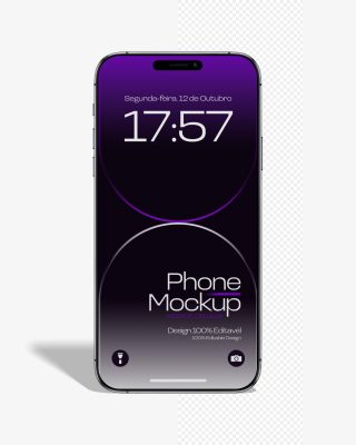 Mockup Celular Iphone Smartphone Telefone Vista Frontal PSD Editável