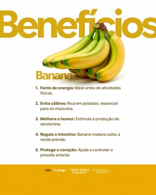 Benefícios da Banana Saúde e Nutrição Destaque PSD Editável
