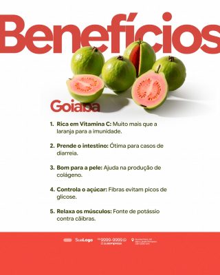 Goiaba Beneficios Saudaveis para Vitaminas e Saude PSD Editável