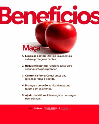 Benefícios da Maçã Post de Saúde Digital PSD Editável