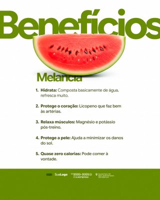Benefícios da Melancia Imagem Saudável Fitness PSD Editável