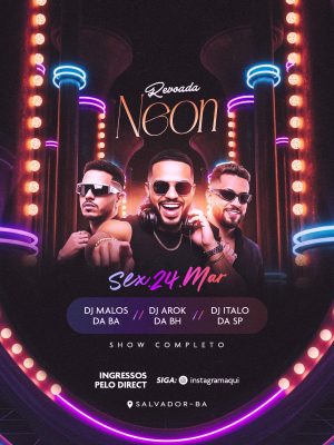 Flyer Revoada Neon Social Media Feed PSD Editável