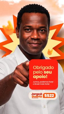 Story Deputado Federal Campanha Eleitoral Jorge Duarte Obrigado pelo seu apoio PSD Editável