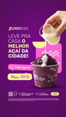 Story Açaiteria Açaí O Melhor da Cidade PSD Editável