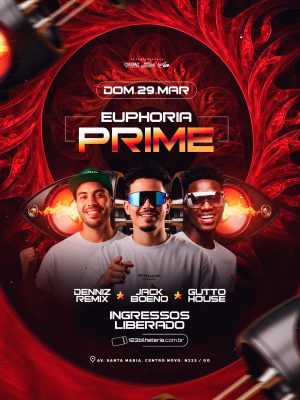 Flyer Próximos Shows Festa Euphoria Prime Dom 29 Mar Ingressos Liberados PSD Editável