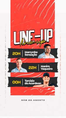 Line-Up Marcynho Sensação Manim Vaqueiro Tarcísio do Acordeon SÁB.22