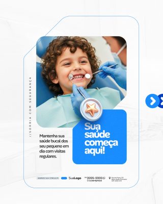 Odontologia Sorriso Saudável Infantil Post para Redes Sociais PSD Editável