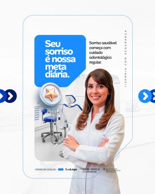 Sorriso Saudável Odontologia Profissional Template Azul PSD Editável