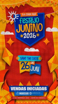 Festejo Junino 2026 Save The Date 26 Jun Vendas Iniciadas PSD Editável