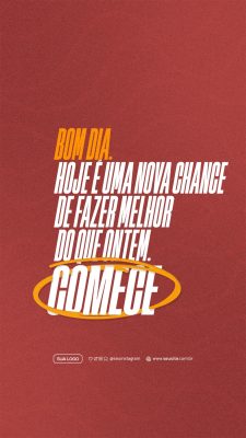 Bom Dia Recado Motivacional para Recomeçar PSD Editável