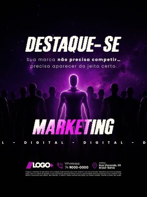 Marketing Digital Destaque-se Sua Marca Não Precisa Competir PSD Editável