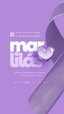 Story Março Lilás Mês de Conscientização e Combate ao Câncer de Colo de Útero PSD Editável