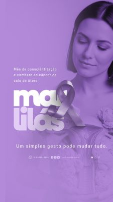 Story Março Lilás Mês de Conscientização Sobre o Câncer de Colo de Útero PSD Editável