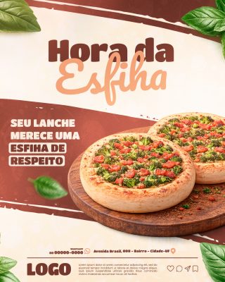 Esfiharia Hora da Esfiha Seu Lanche Merece Uma Esfiha de Respeito PSD Editável