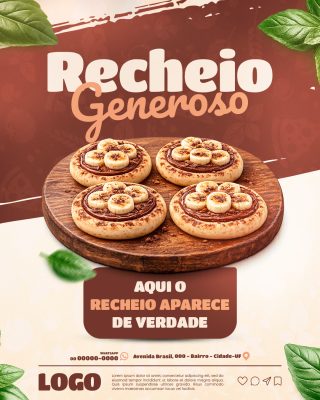 Esfiharia Recheio Generoso Deliciosas Minipizzas Esfiha Doces PSD Editável