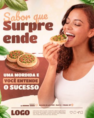Esfiharia Comida Sabor que Surpreende Uma Mordida e Você Entende Esfiha PSD Editável