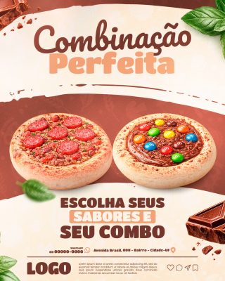 Esfiharia Combinação Perfeita Sabores Escolha Seu Combo Pizza Esfiha PSD Editável