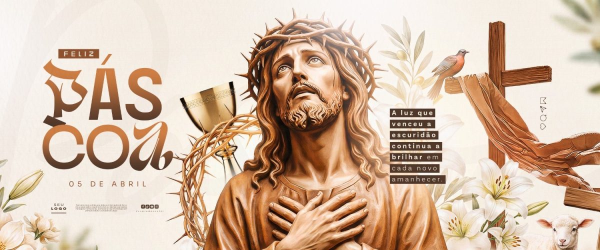 Páscoa Feliz 05 de Abril Jesus Imagem De Capa PSD Editável