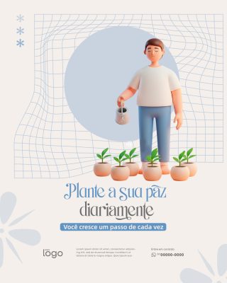 Paz Diariamente Você Cresce um Passo de Cada Vez Post PSD Editável