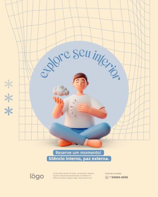 Meditação Explore Seu Interior Paz e Bem-Estar PSD Editável