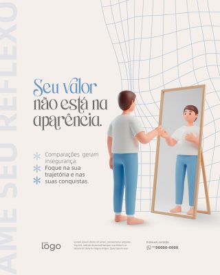 Autoestima Seu Valor Não Está na Aparência Post Social PSD Editável
