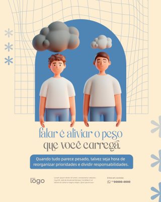 Saúde Mental Falar é Aliviar o Peso Arte Moderna PSD Editável