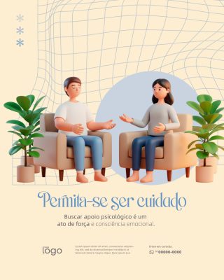 Permita-se Ser Cuidado Apoio Psicológico Consciência Emocional PSD Editável