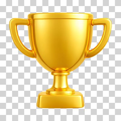 Troféu Dourado 3D Conquista Premiação Vencedor PNG Transparente