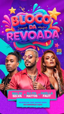 Bloco da Revoada 25 Fev Evento Musical Carnaval PSD Editável