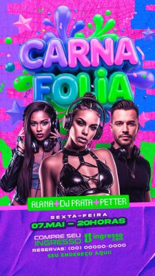 Carna Folia Sexta-Feira 07 Maio 20 Horas Festa Evento PSD Editável