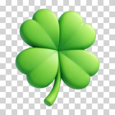 Trevo de Quatro Folhas Sorte e Prosperidade Render 3D PNG Transparente