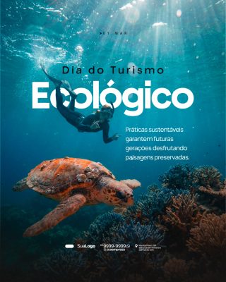 Dia do Turismo Ecológico Práticas Sustentáveis Cartaz PSD Editável
