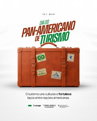 Dia do Pan-Americano de Turismo Maleta Vintage Viagem PSD Editável