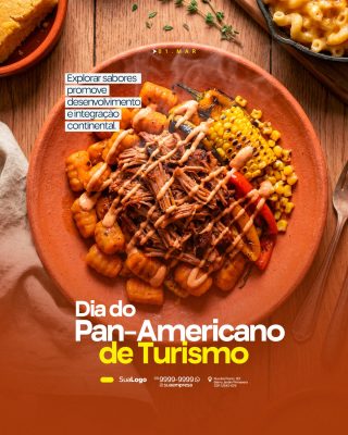 Dia do Pan-Americano de Turismo Explorar Sabores Design PSD Editável