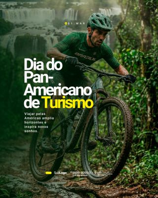 Turismo Pan-Americano Dia do 01 Março Ciclista Bicicleta PSD Editável