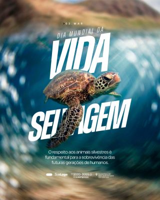 Dia Mundial da Vida Selvagem 03 de Março Tartaruga Marinha PSD Editável