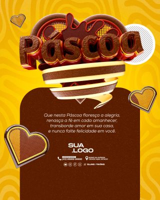 Páscoa Floresça Alegria Fé Amor Felicidade Template PSD Editável