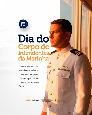 Marinha Dia do Corpo de Intendentes 03 de Março Pôster PSD Editável