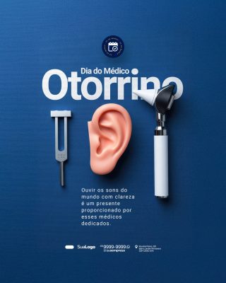 Dia do Médico Otorrino Cuidado Auditivo Profissional PSD Editável