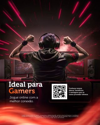 Gamers Ideal para Gamers Jogue Online QR Code PSD Editável